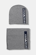 Dětská čepice a šátek z vlněné směsi Emporio Armani šedá barva, EB000811 AF17340