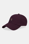 Tommy Hilfiger czapka z daszkiem bawełniana kolor bordowy z aplikacją AW0AW17631