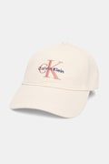Bavlněná baseballová čepice Calvin Klein béžová barva, LV04K5026G