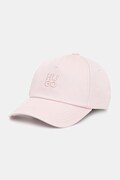 HUGO czapka z daszkiem damska bawełniana Asya różowa 50546581