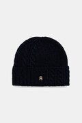 Tommy Hilfiger czapka z dodatkiem wełny kolor granatowy AW0AW17784