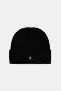 Tommy Hilfiger czapka z dodatkiem wełny kolor czarny AW0AW17784