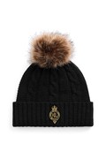 Lauren Ralph Lauren czapka z dodatkiem wełny kolor czarny 454P04455