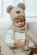 Jamiks czapka dziecięca z dodatkiem wełny AMPIO IIA kolor beżowy JZI022