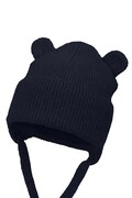 Jamiks czapka uszatka dziecięca z wełny merino GILIS granatowa JZI025