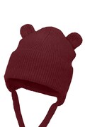 Jamiks czapka uszatka dziecięca z wełny merino GILIS bordowa JZI025
