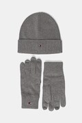 Tommy Hilfiger czapka i rękawiczki z domieszką kaszmiru 2-pack kolor szary AM0AM13806