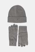 Tommy Hilfiger czapka i rękawiczki z domieszką kaszmiru 2-pack kolor szary AM0AM13806