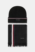 Tommy Hilfiger czapka i szalik z dodatkiem wełny kolor czarny AM0AM13809