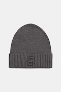Vlnená čiapka BOSS šedá farba, 50522444