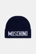 Moschino czapka męska z dodatkiem wełny granatowa M5875 60808