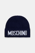 Moschino czapka męska z dodatkiem wełny granatowa M5875 60808