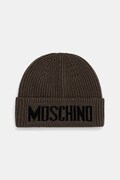 Moschino czapka męska z dodatkiem wełny zielona M5875 60808