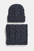 Σκούφος και κασκόλ Barbour χρώμα: ναυτικό μπλε, MGS0096