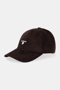 Barbour czapka z daszkiem sztruksowa Preston Cord kolor brązowy MHA0911