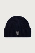 Maison Kitsuné Fox Head Large Beanie czapka beanie wełniana męska granatowa PM06112KT1022