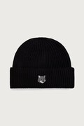Maison Kitsuné Fox Head Large Beanie czapka beanie wełniana męska czarna PM06112KT1022