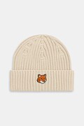Maison Kitsuné czapka bawełniana Fox Head kolor beżowy PM06111KT1140