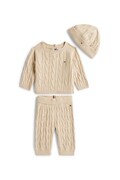 Tommy Hilfiger komplet z bawełną niemowlęcy 3-pack kolor beżowy KN0KN02080