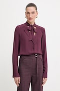 Сорочка Patrizia Pepe колір бордовий regular в'язане декольте 8C0785 A8I1