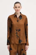 MM koszula jedwabna ERACLEA damska kolor brązowy regular z kołnierzykiem klasycznym 2526116057600