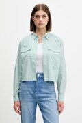 Βαμβακερό πουκάμισο Tommy Jeans χρώμα: πράσινο, DW0DW21453