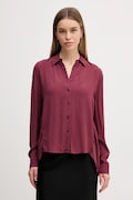 Sisley koszula damska kolor bordowy regular z kołnierzykiem klasycznym 5IDTLQ09G