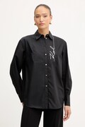 Karl Lagerfeld cămașă culoarea negru, cu guler clasic, relaxed, A4W11014
