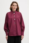 Бавовняна сорочка Karl Lagerfeld колір бордовий relaxed класичний комір A4W11022