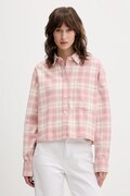 Guess Jeans koszula bawełniana damska kolor różowy relaxed z kołnierzykiem klasycznym W5BH39 WGMH1