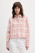 Guess Jeans koszula bawełniana damska kolor różowy relaxed z kołnierzykiem klasycznym W5BH39 WGMH1