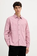 United Colors of Benetton koszula jeansowa męska kolor różowy regular z kołnierzykiem klasycznym 5QHDUQ060
