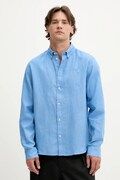 Les Deux koszula lniana Konrad męska kolor niebieski regular z kołnierzykiem button-down 1000001