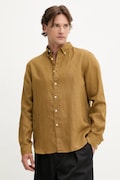 Сорочка з льону Les Deux колір зелений regular комір button-down 1000001