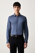 Armani Exchange srajca moška bombažna z elastanom modra enobarvna 8NZCBD ZN10Z