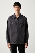 Levi's πουκάμισο ανδρικό βαμβακερό LS WORKER - WW x WORKWEAR γκρί απλό 003O2