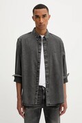 Levi's cămașă jeans culoarea negru, cu guler button-down, regular, A7210