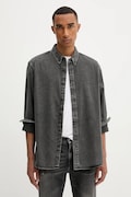 Levi's cămașă jeans culoarea negru, cu guler button-down, regular, A7210