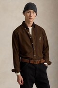 Βαμβακερό πουκάμισο Polo Ralph Lauren ανδρικό, χρώμα: καφέ, 710P00662