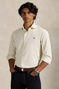 Polo Ralph Lauren koszula bawełniana męska kolor beżowy regular z kołnierzykiem włoskim 710P00518