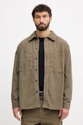 Armani Exchange camasa din velur culoarea verde, cu guler clasic, regular, XM001588 AF18825