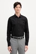 Риза Tommy Hilfiger в черно с кройка по тялото с италианска яка MW0MW38347
