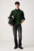 Tommy Hilfiger koszula męska sztruksowa zielona gładka MW0MW40486