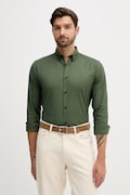 Lindbergh koszula męska kolor zielony slim z kołnierzykiem button-down 30-203174