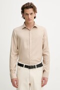 Сорочка з вовною Calvin Klein колір коричневий slim класичний комір LV019EU066