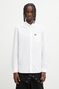 Βαμβακερό πουκάμισο Fred Perry ανδρικό, χρώμα: άσπρο, M5516
