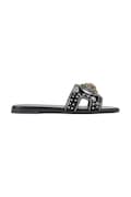 Kurt Geiger London klapki skórzane Eagle Stud Cut Out Flat damskie kolor czarny 4734400309