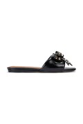 Kurt Geiger London klapki skórzane Kensington Bow Flat Sandal damskie kolor czarny 655705139
