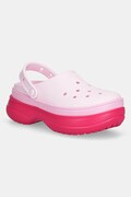 Crocs klapki Classic Stacked Clog damskie kolor różowy na platformie 211355