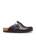 Birkenstock klapki skórzane Boston Vintage Wood Wire Buckle męskie kolor czarny 1030691